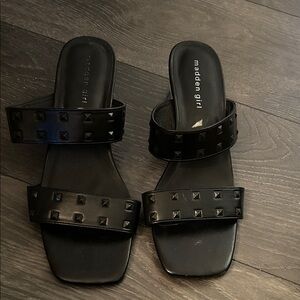 Madden Girl Black Studded Slide Sandals